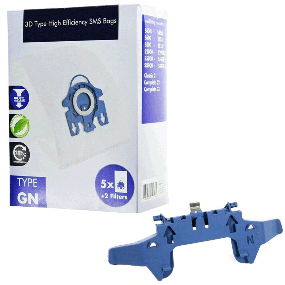 MIELE GN CAT DOG TT5000 S5000 S3800 3D HYCLEAN DUST BAGS x 5 & BAG HOLDER –