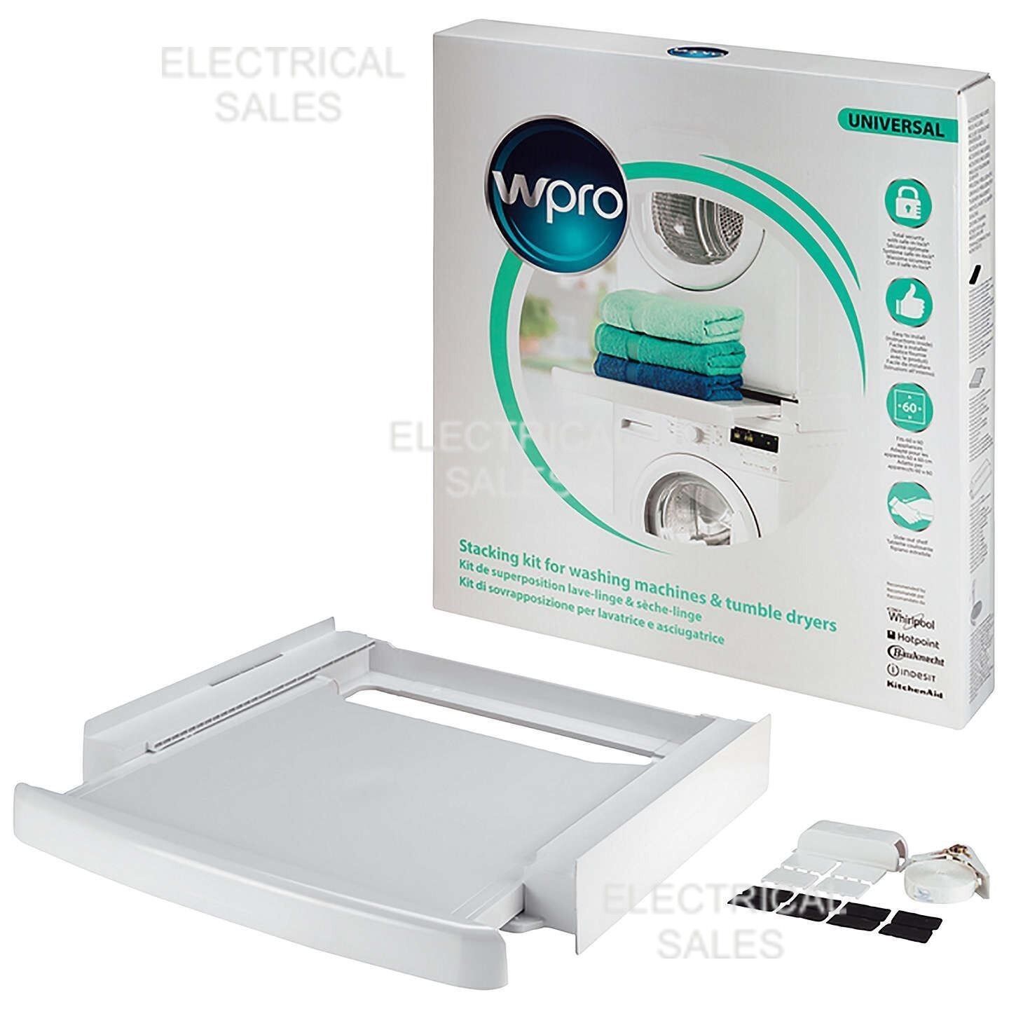 STACKING KIT WASHING MACHINE TUMBLE DRYER WHIRLPOOL WPRO SKS101 SLIDE OUT SHELF – C00378975