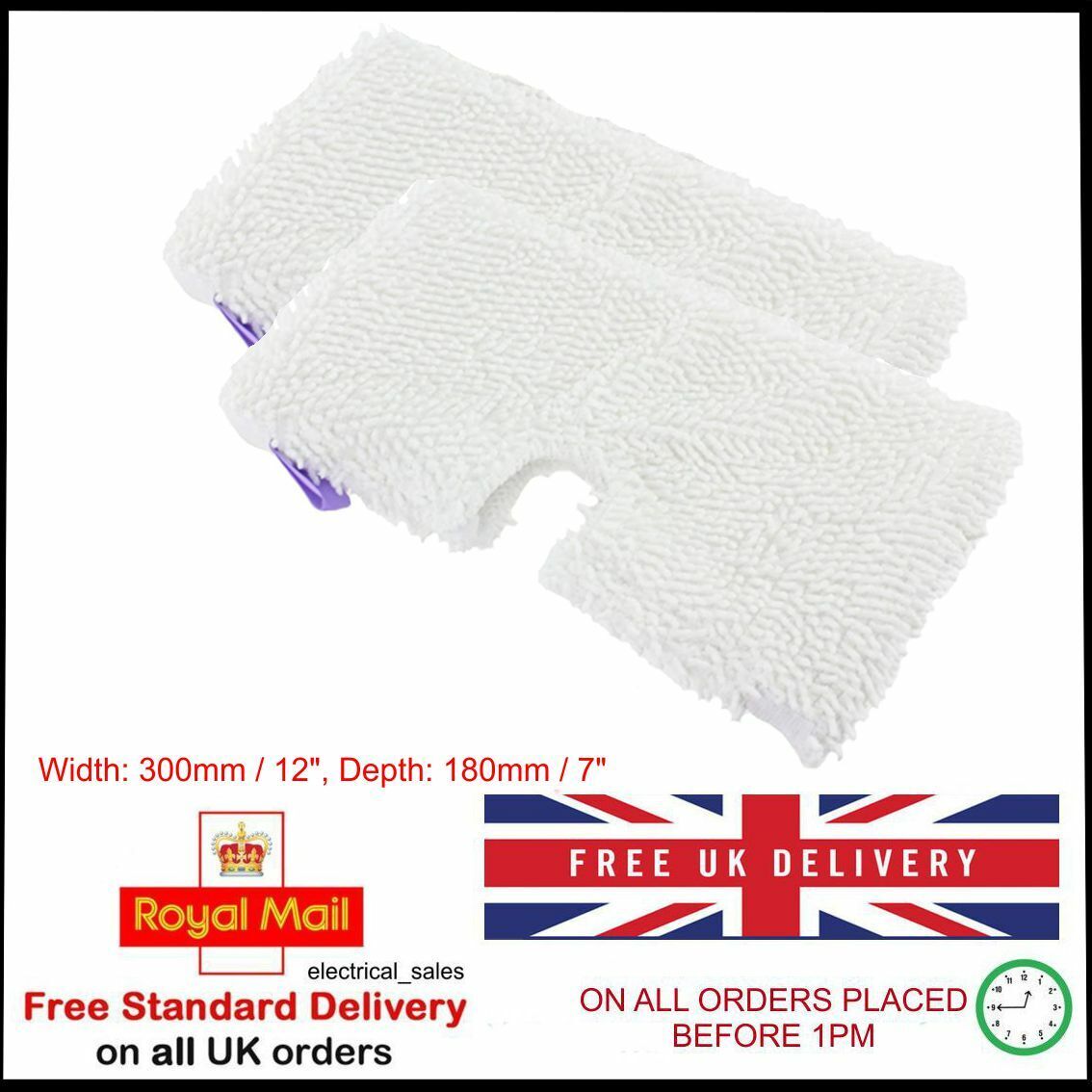 Fits Shark S3601 S3901 Series All Purpose Steam Pocket Cloth Head Mop Pad 2 Pack – 77CC08