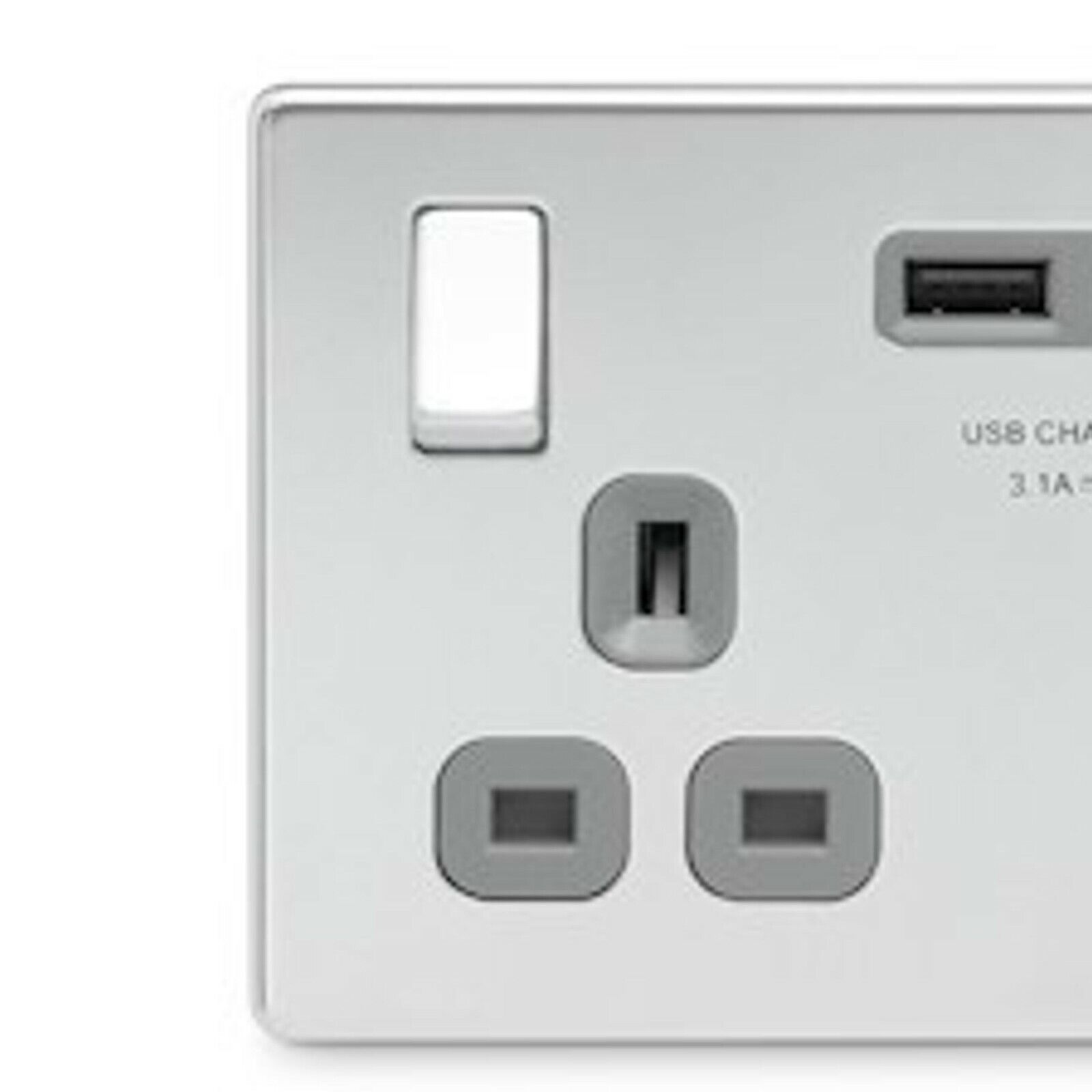 2 Gang Socket 2 Usb Ports Uk Mains Plug In Polished Chrome Switched Nexus – Jf443Pc
