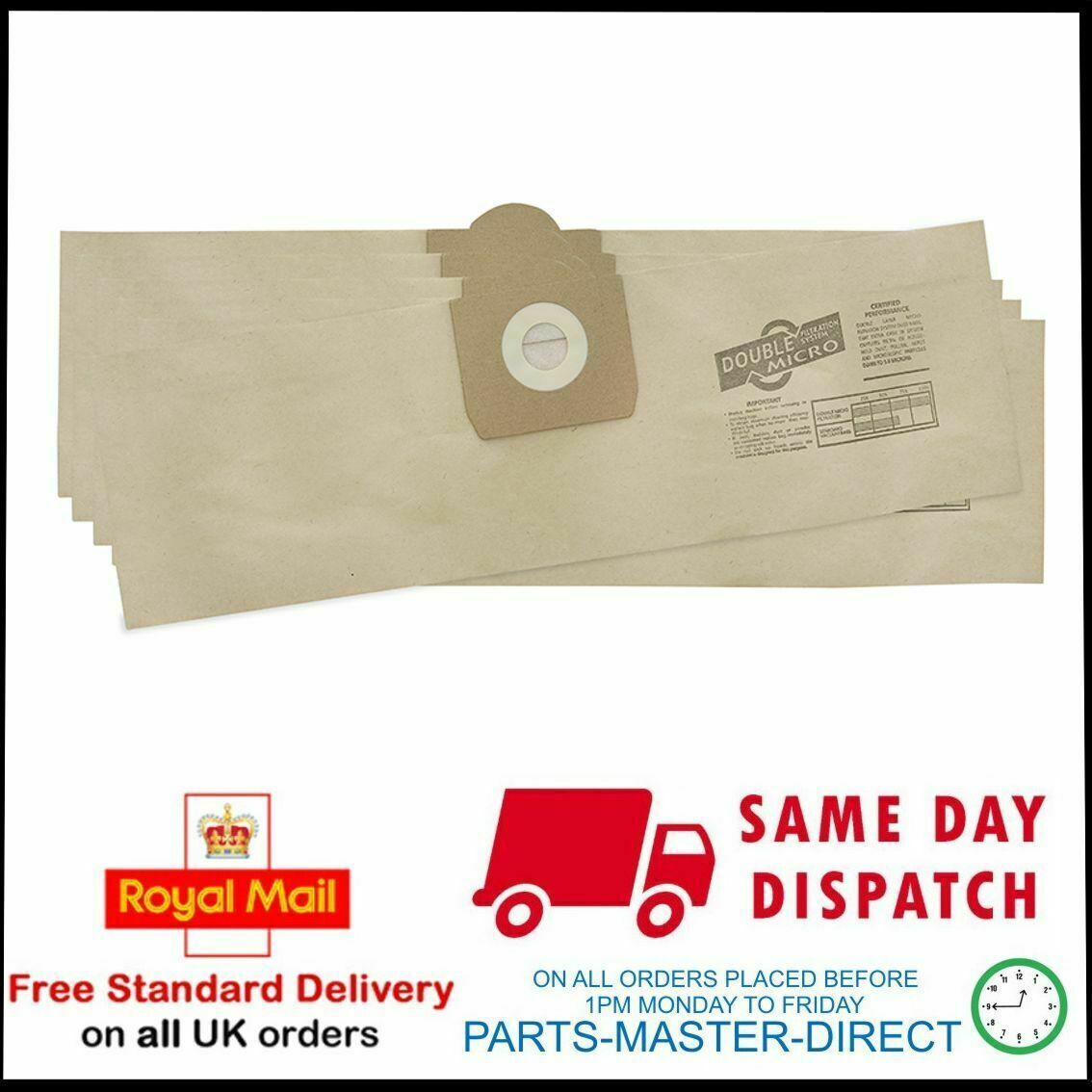 Fits Screwfix Titan Ttb351Vac Canister Vacuum Filter Wet & Dry 5 Pack Dust Bags – 27Un65 And E549