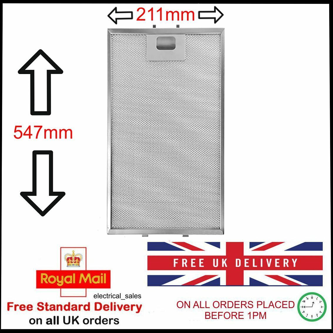 Cooker Hood Filter Fits Teka Metal Mesh 547Mm X 211Mm – 14Ch216