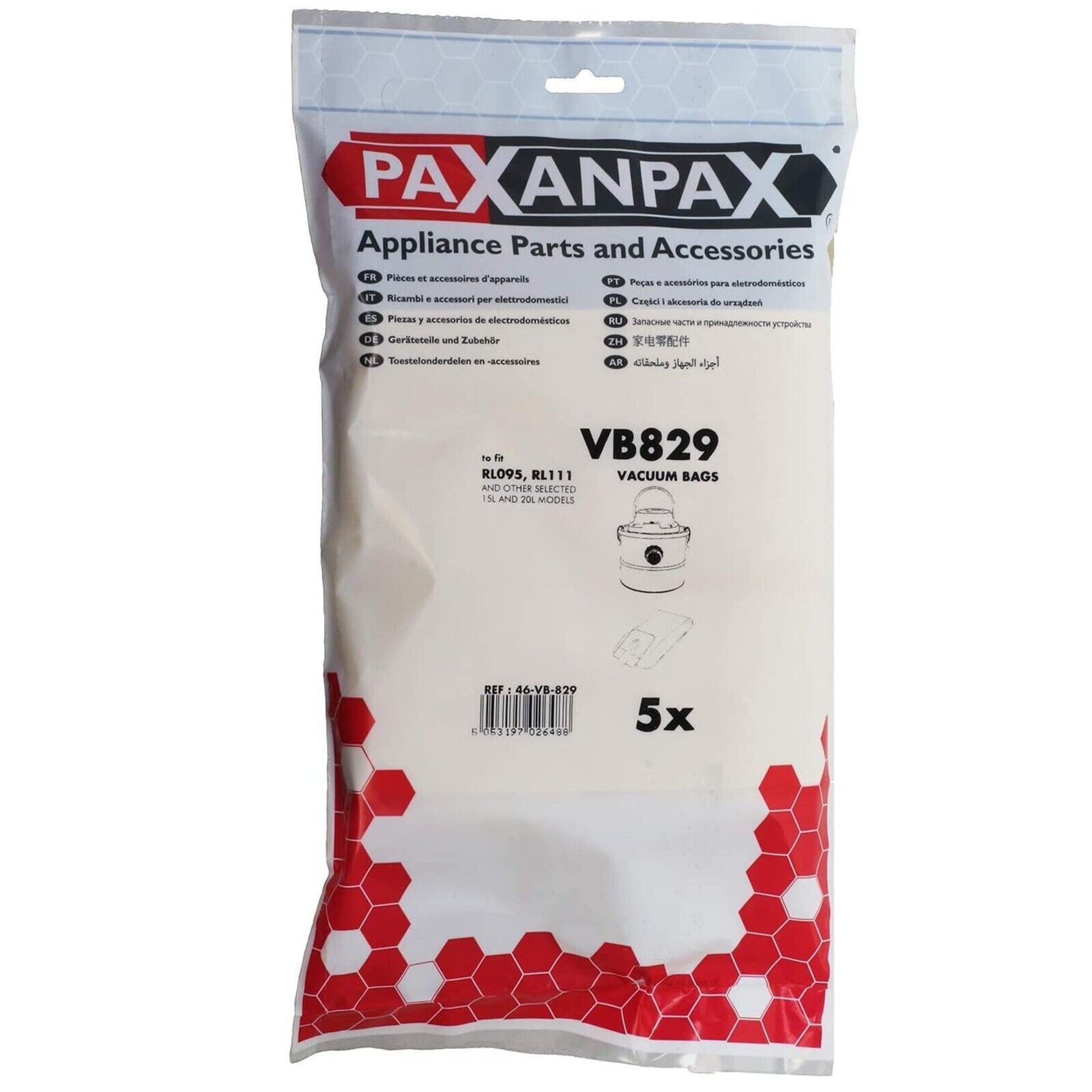 Bags For Rl095 Rl111 Type 15L 20L Debris Ash Vacuum Bags Cv100 Ashmaster 15 Pack – 46vb829