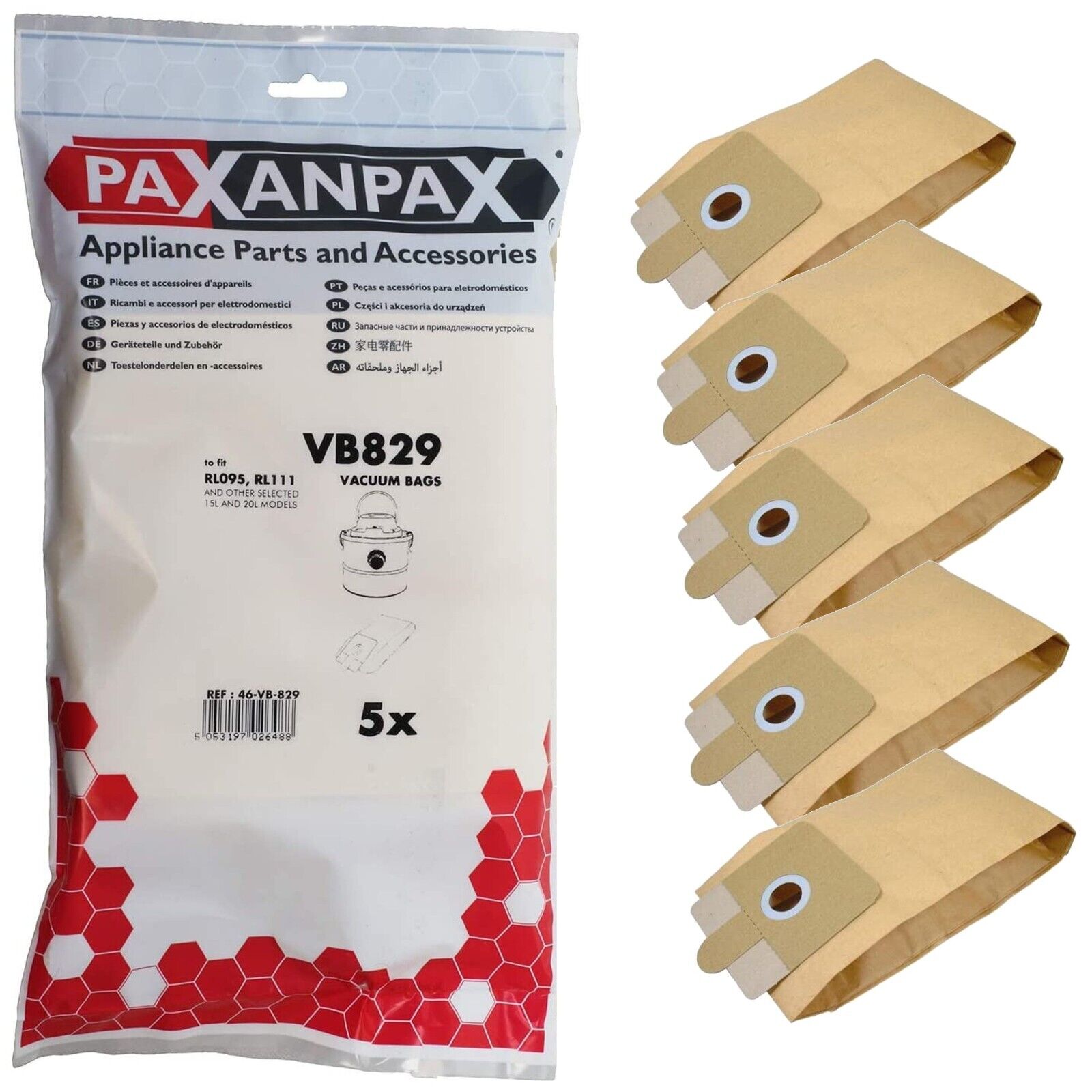 Bags For Rl095 Rl111 Type 15L 20L Debris Ash Vacuum Bags Cv100 Ashmaster 15 Pack – 46vb829