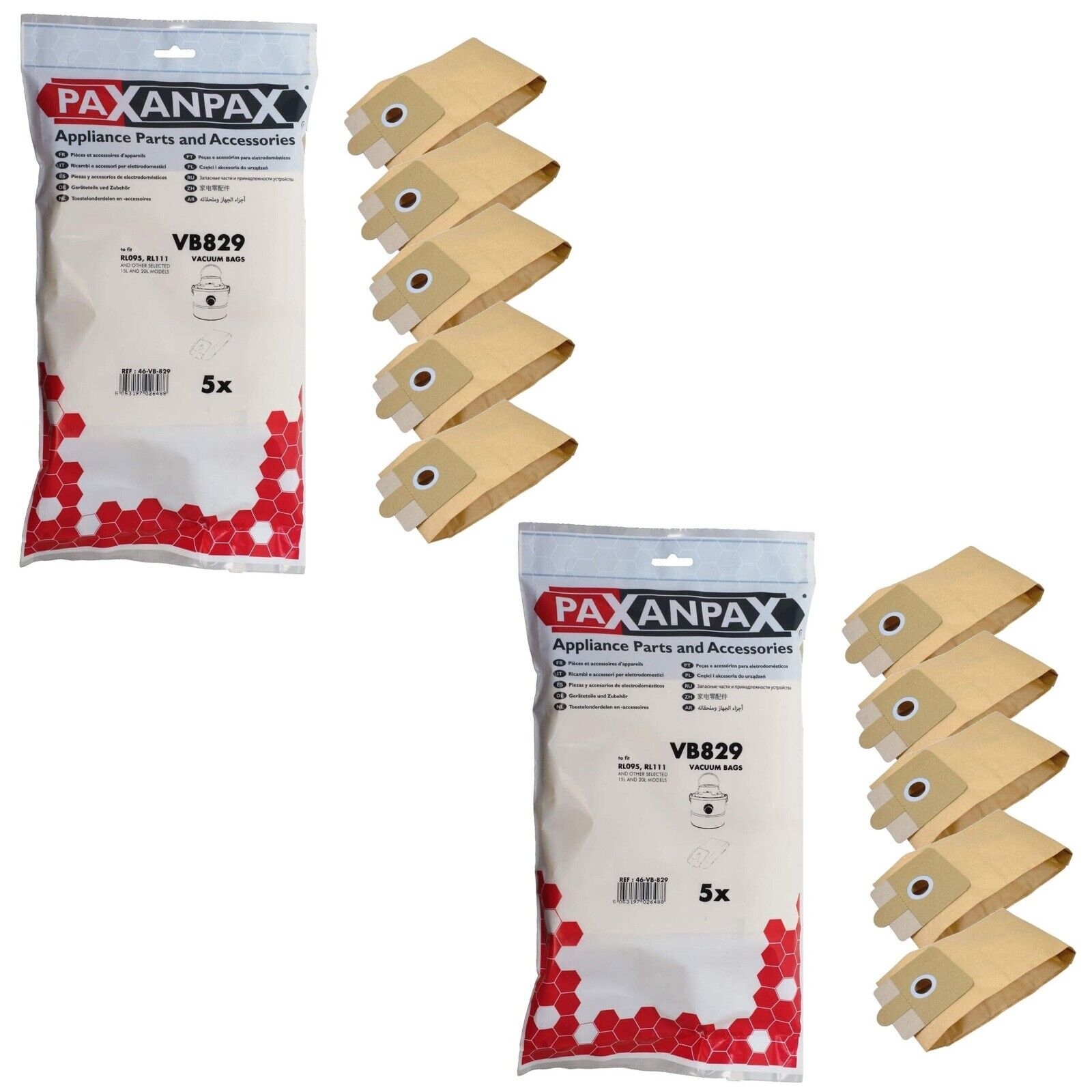 Bags For Rl095 Rl111 Type 15L 20L Debris Ash Vacuum Bags Cv100 Ashmaster 15 Pack – 46vb829