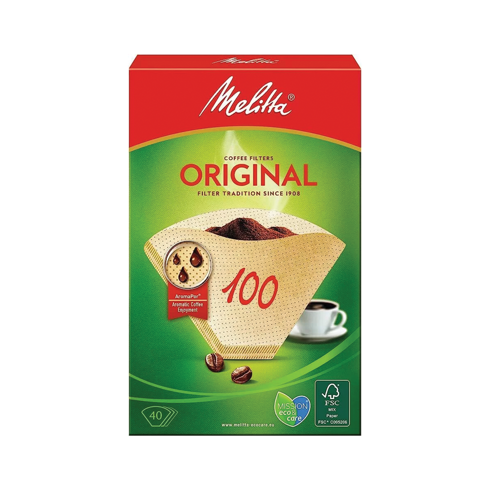 Genuine Melitta 100-Aromapor Type Brown Coffee Filter Papers -Pack of 40 Filters