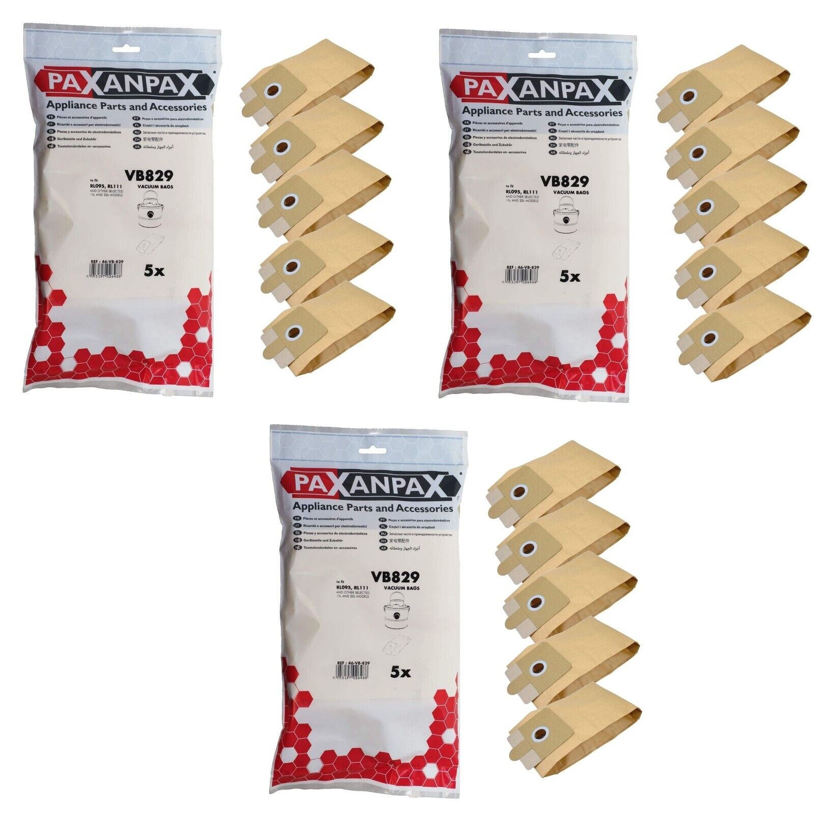 Bags For Rl095 Rl111 Type 15L 20L Debris Ash Vacuum Bags Cv100 Ashmaster 15 Pack – 46vb829