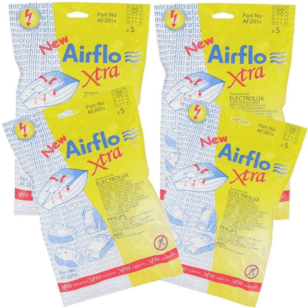 Airflo AF201X Vacuum Bags For Electrolux Excellio Smart Vac Xtra SMS Bags X 20 –