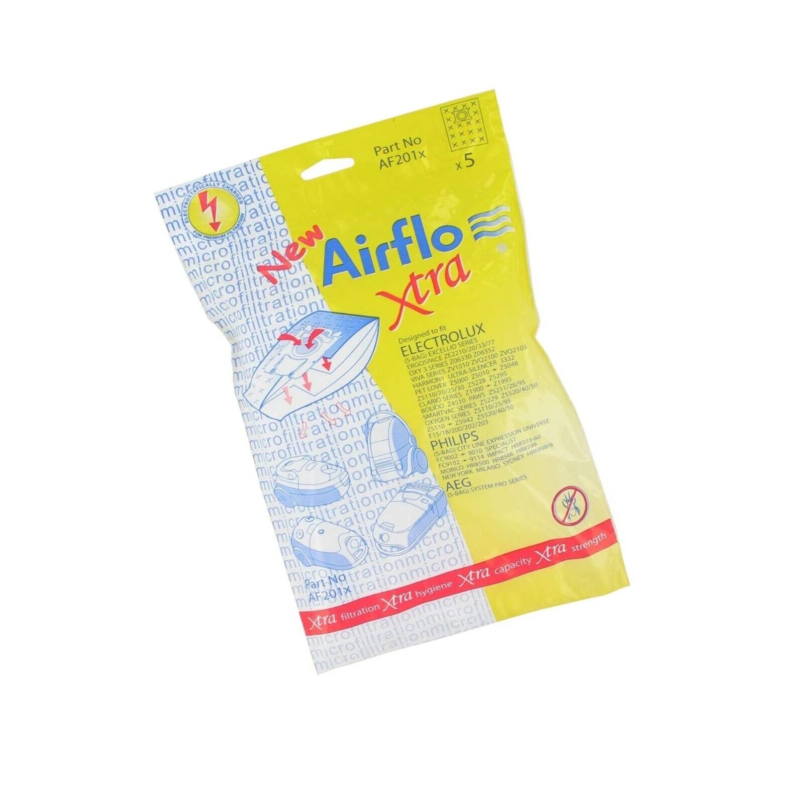 Airflo AF201X Vacuum Bags For Electrolux Excellio Smart Vac Xtra SMS Bags X 20 –