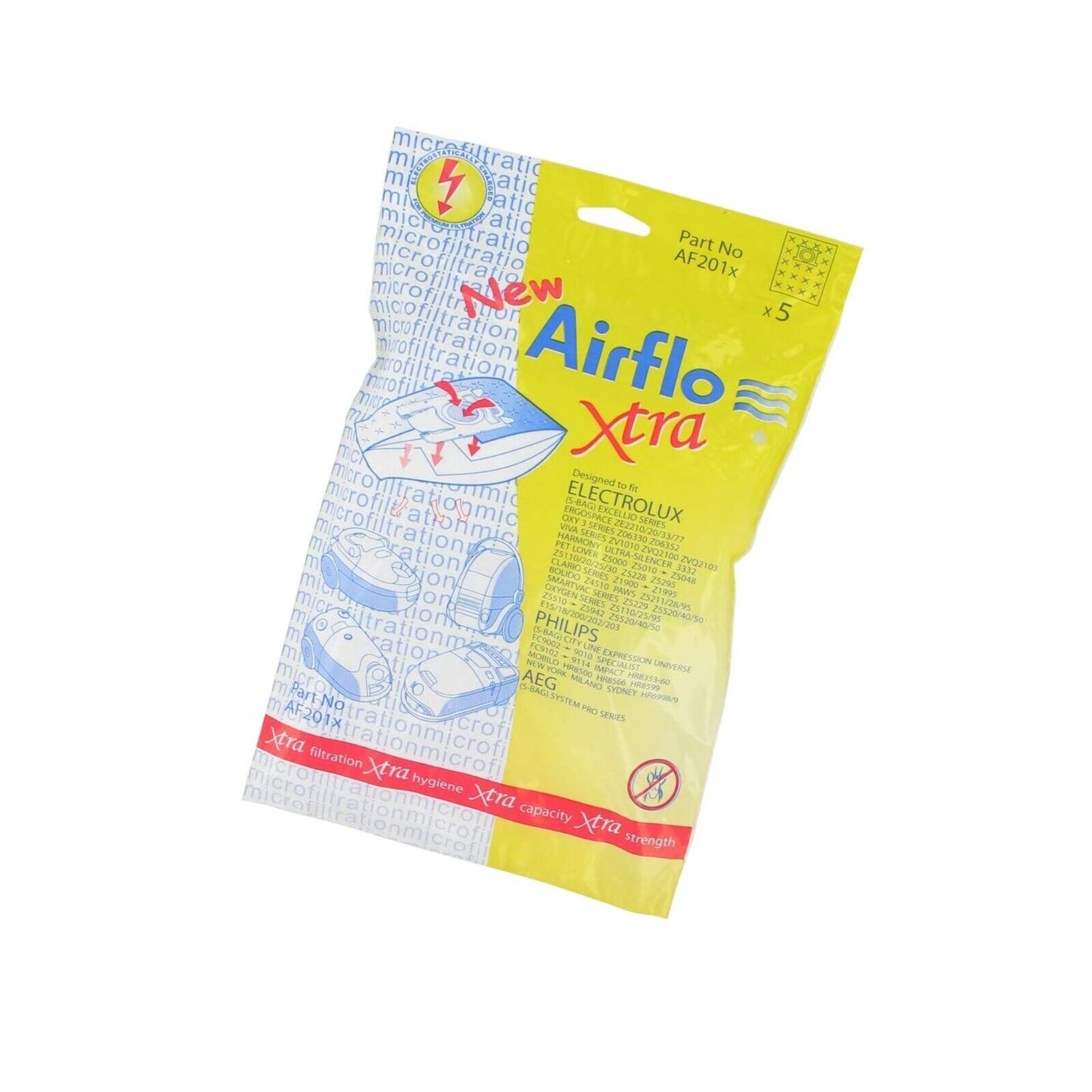Airflo AF201X Vacuum Bags For Electrolux Excellio Smart Vac Xtra SMS Bags X 20 –