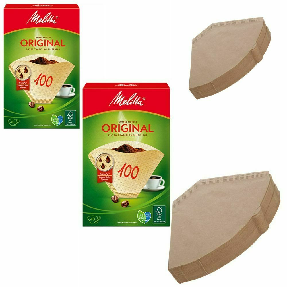 Genuine Melitta 100-Aromapor Type Brown Coffee Filter Papers -Pack of 80 Filters