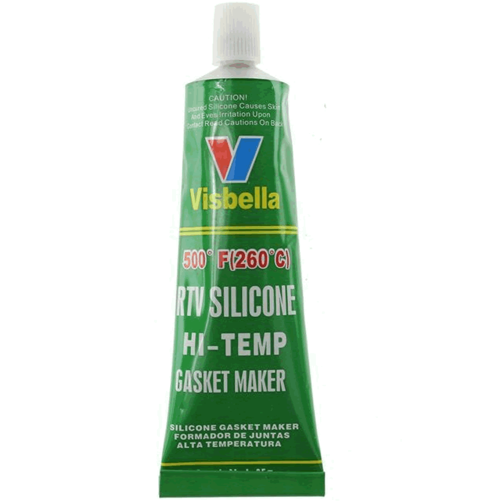 Visbella Hi-Temp Silicone Gasket Maker. Withstands Temperatures -62°C to 260°C.