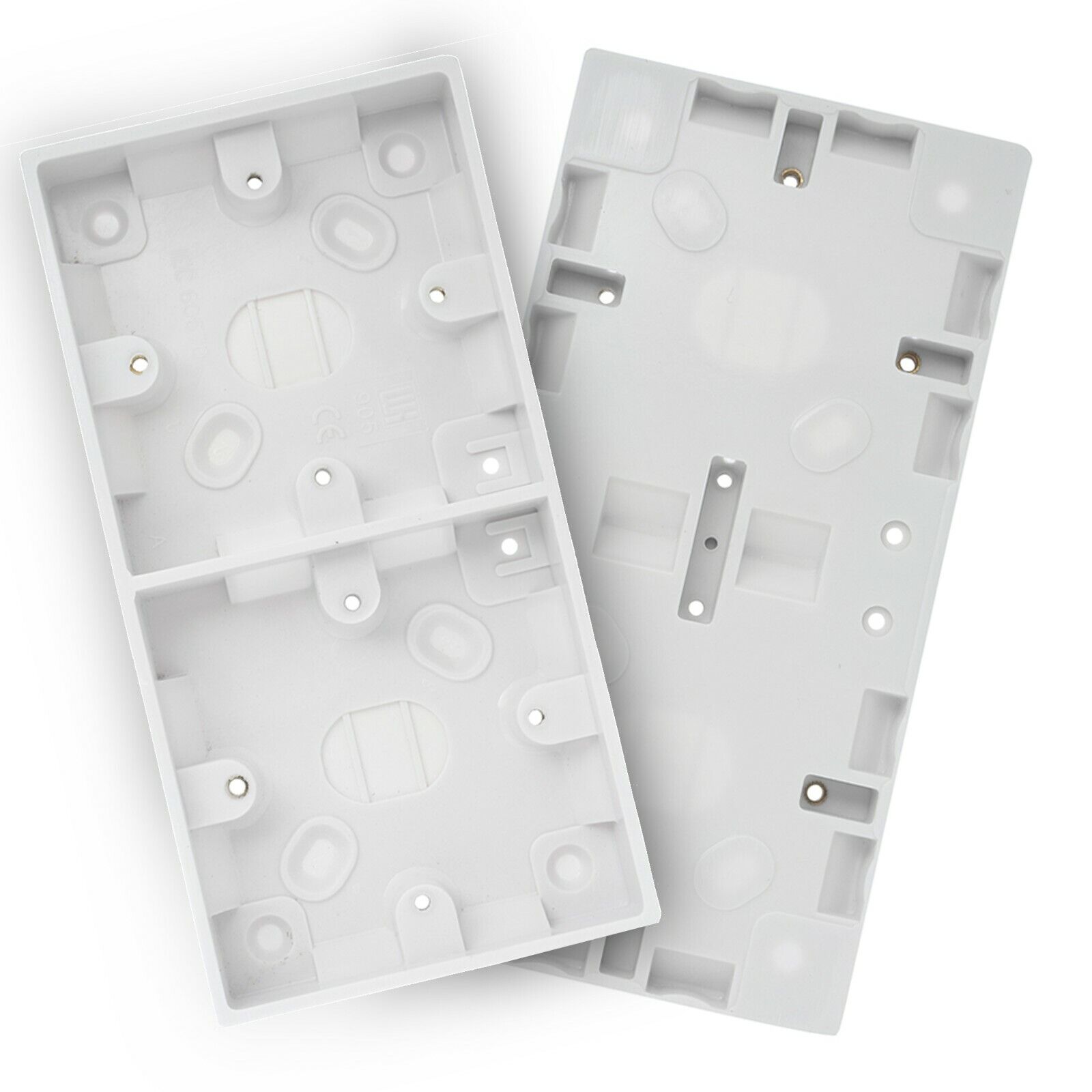 29Mm Double Pattress Back Box White Plastic Mains Box 2 Gang Dual Access – Jegppj079Dt