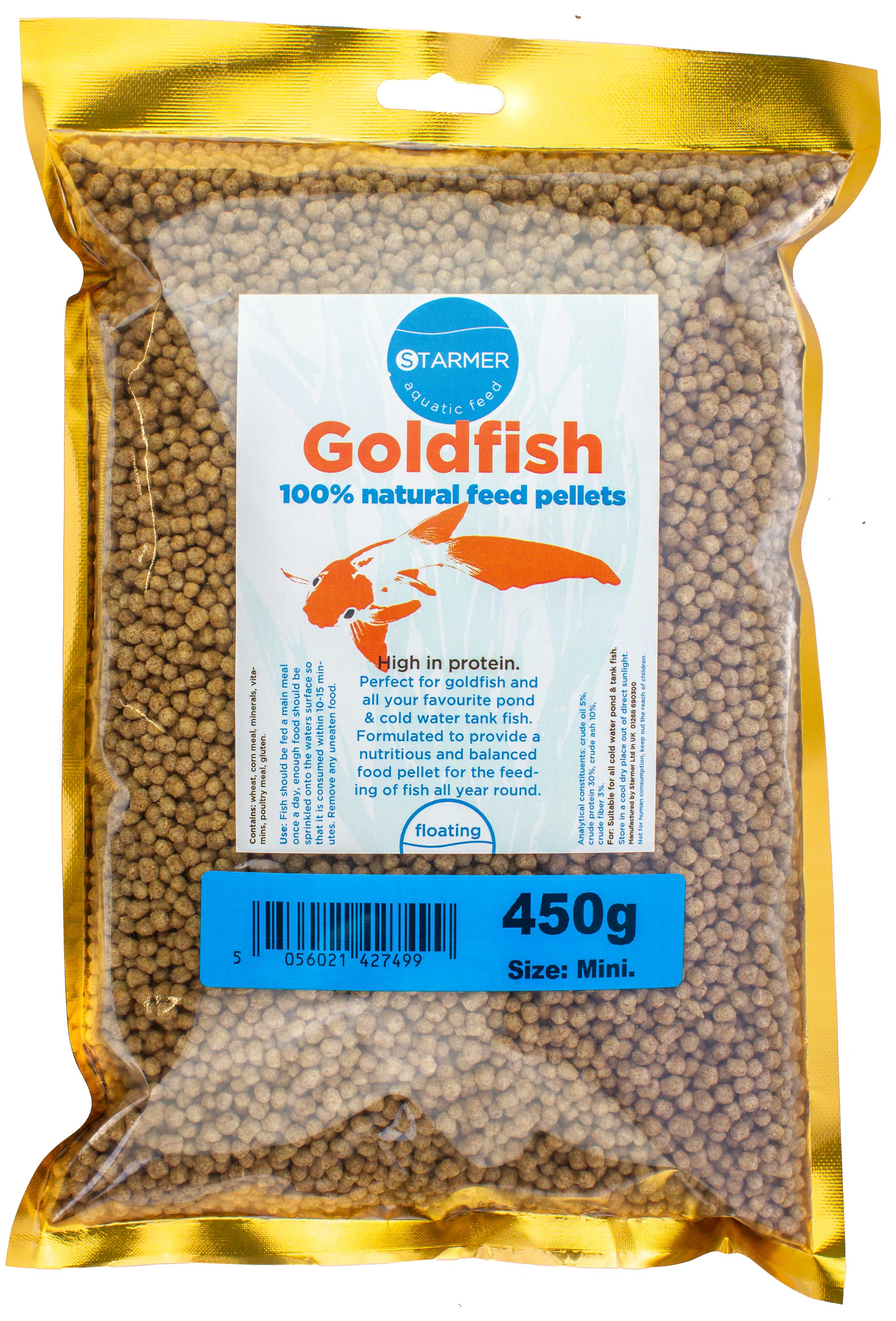 GOLDFISH & koi high protein pond & tank feed pellets 34mm (MINI SIZE