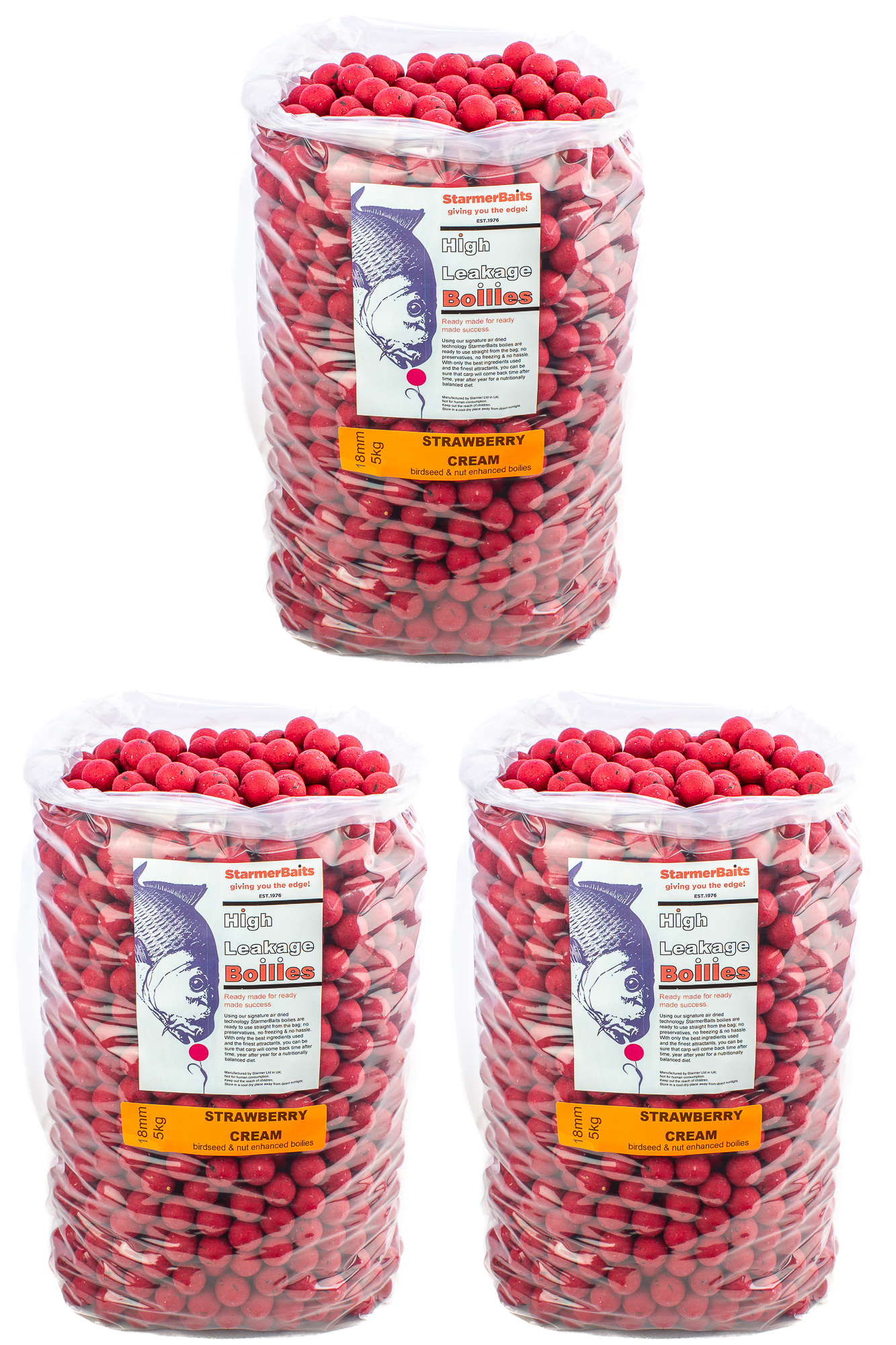 18mm STRAWBERRY CREAM shelf life carp fishing boilies (450g-25kg) FREE P&P - Picture 7 of 10