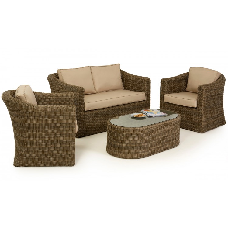 Boston Rattan Garden Outdoor Furniture 4 Piece 2 Seater Sofa Set