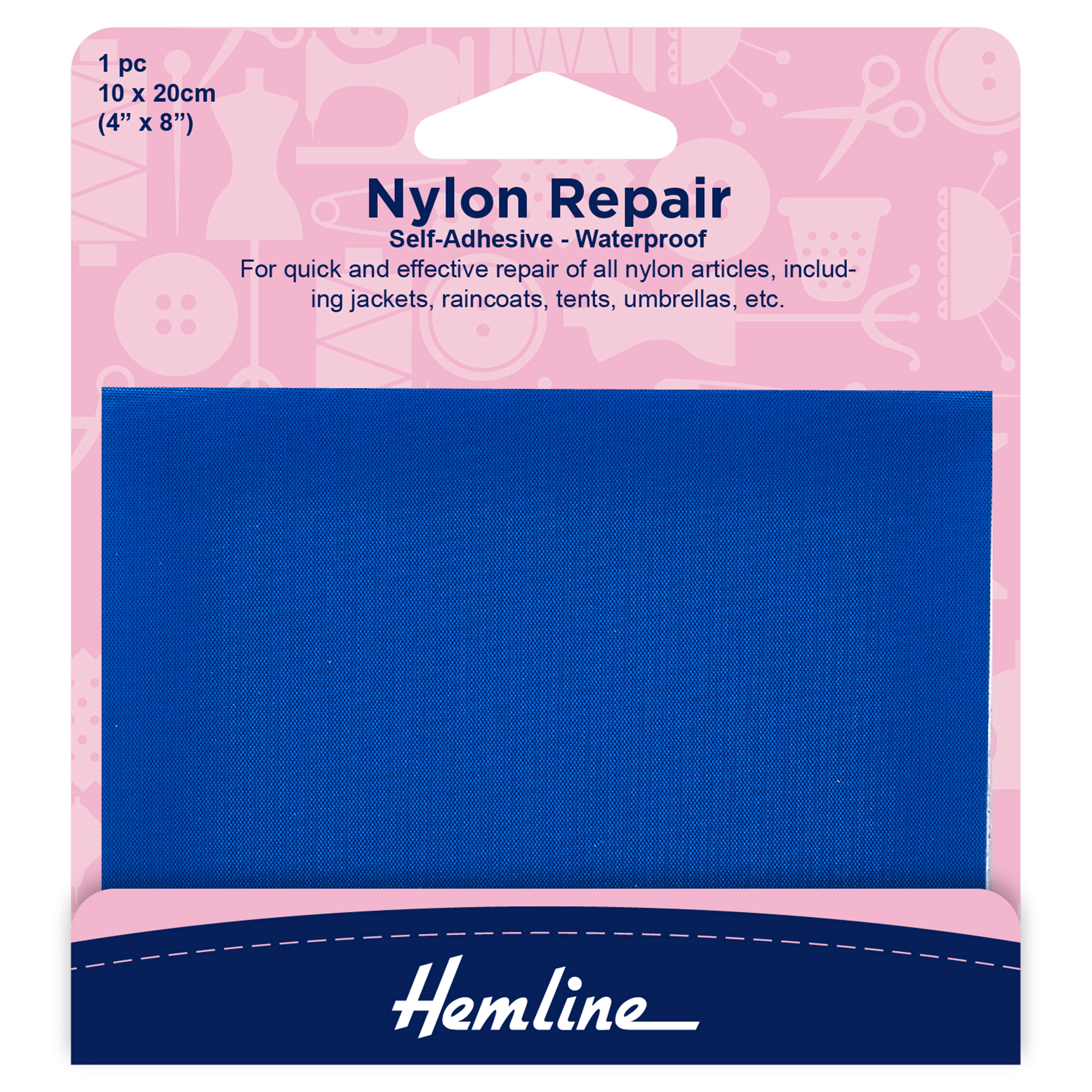 Hemline Self Adhesive Nylon Repair Patch 10 x 20cm Royal Blue