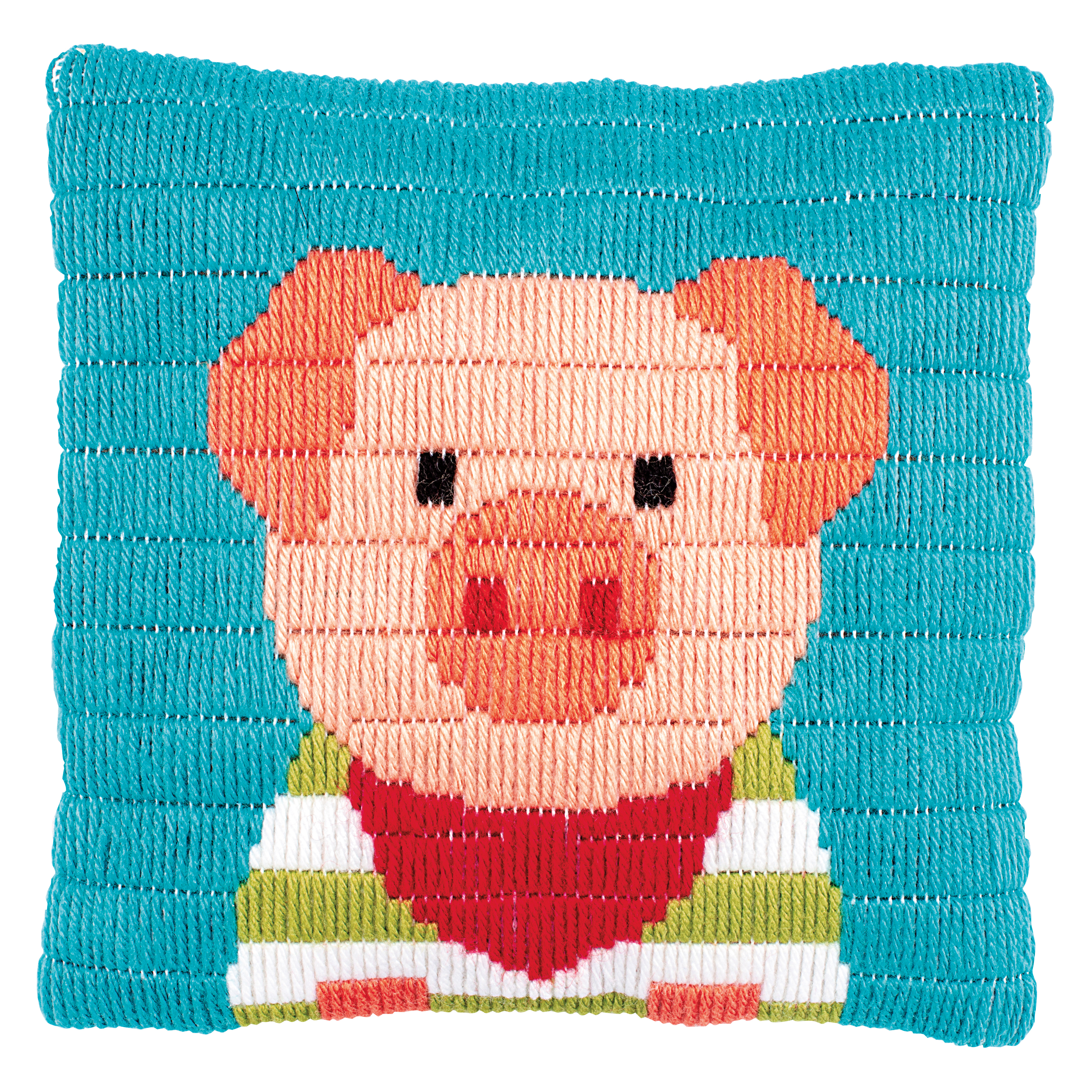 Vervaco Unisex White L/S Cush Little Pig - Long Stitch Kit: Cushion: Little Pig In - Image 2