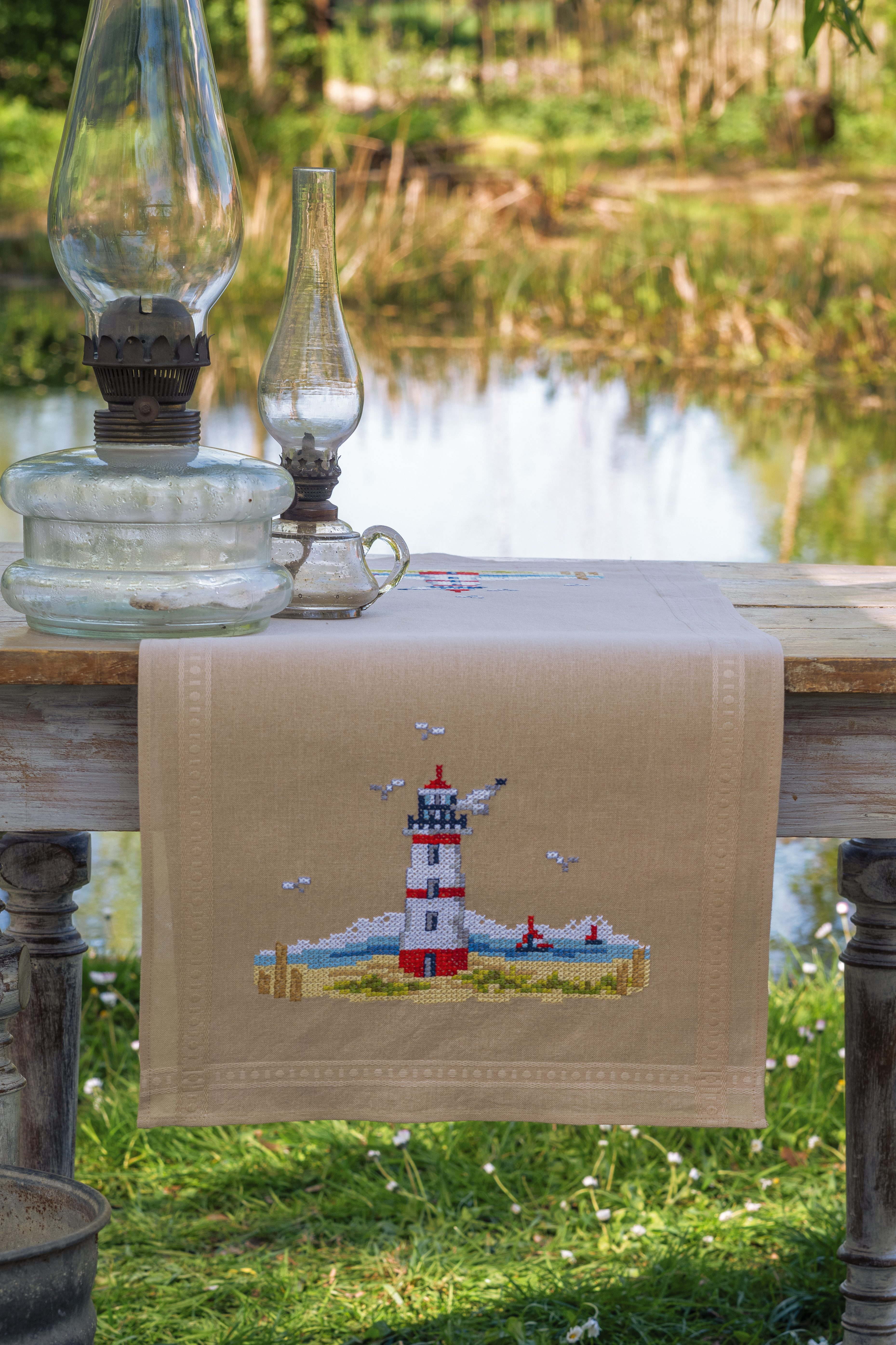 B&Q -  Emb T/run LighthouseEmbroidery Kit: Table Runner: LighthousesVervaco - Image 2