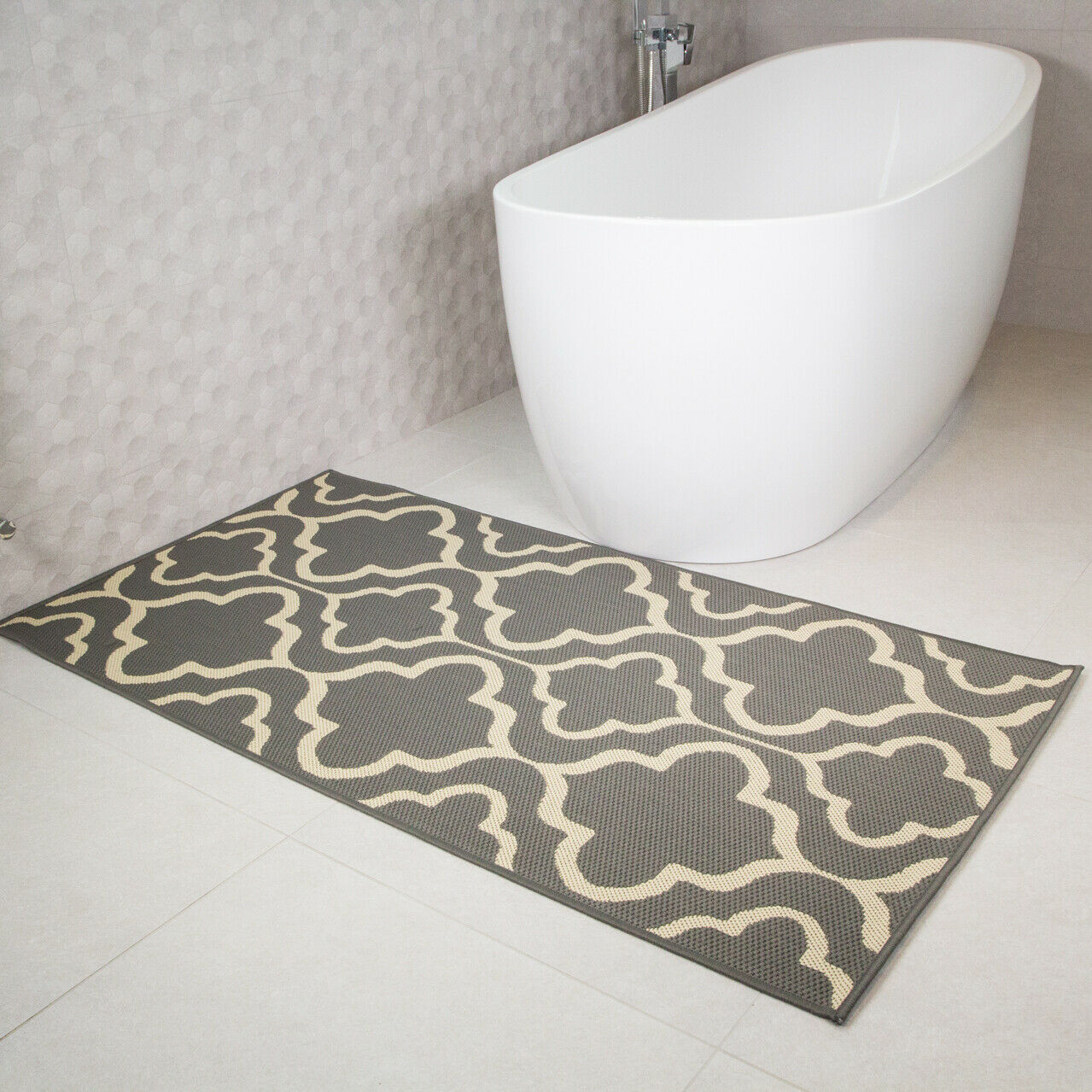 CHEAP Non Slip Machine Washable Mats Marl Grey KITCHEN UTILITY ROOM