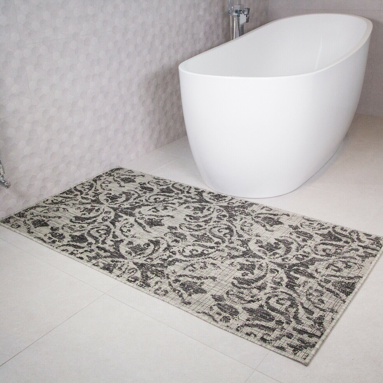 CHEAP Non Slip Machine Washable Mats Marl Grey KITCHEN UTILITY ROOM