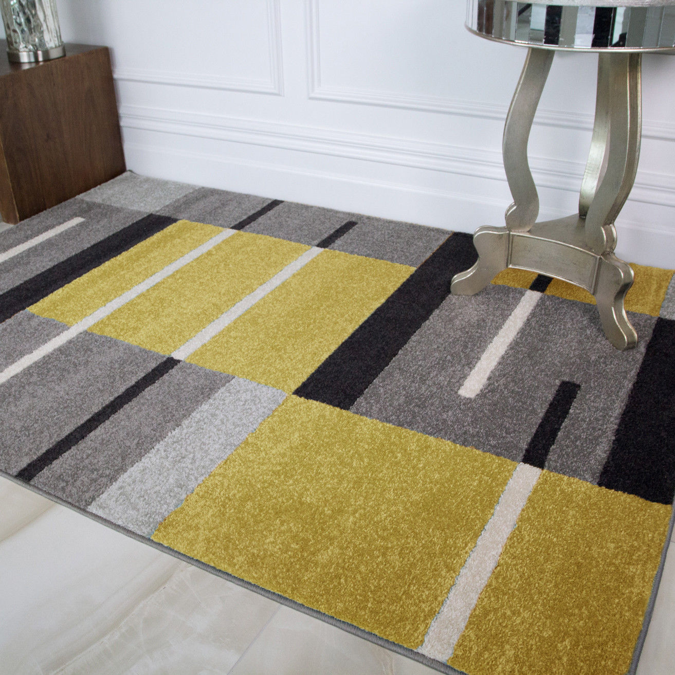 Ochre Mustard Yellow Rugs Living Room Small Large Geometric Rugs Affordable Rugs