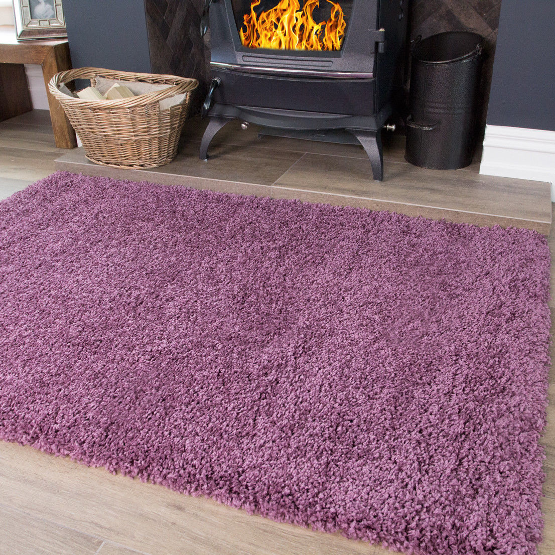 Purple Shaggy Rugs for Bedroom Soft Cosy Violet Rugs for Childrens Fluffy Rugs 