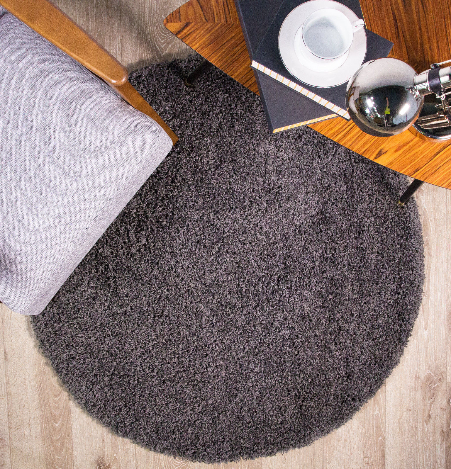 Soft Charcoal Grey Trellis Shaggy Rug Cosy Furry Thick Non Shed Living ...