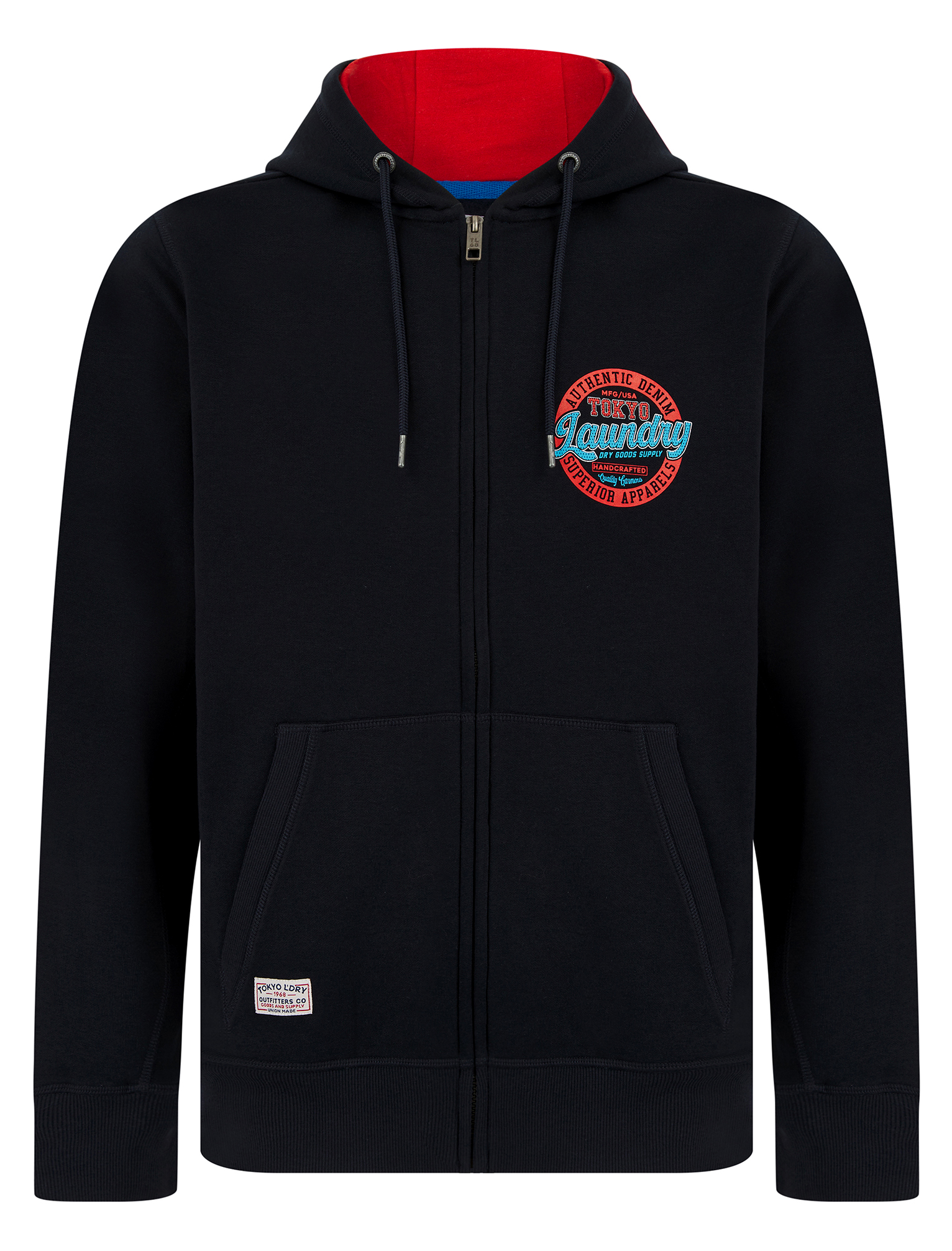Tokyo Laundry Men's Hoodie Zip Through Retro Motif Hooded Top Hoody Sweater - Picture 11 of 13