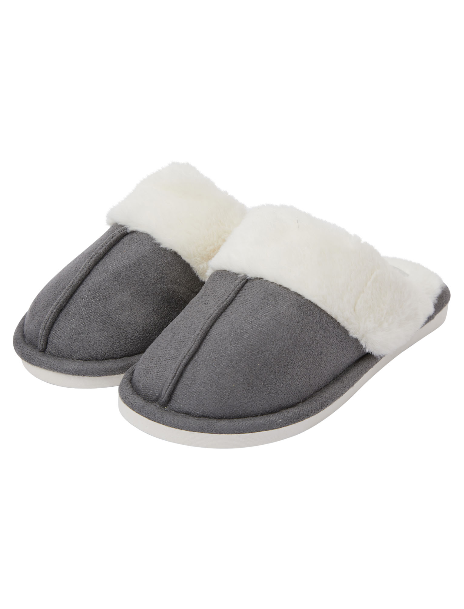 Tokyo Laundry Women's Slippers Faux Suede Mules with Warm Winter Faux Fur  Lining