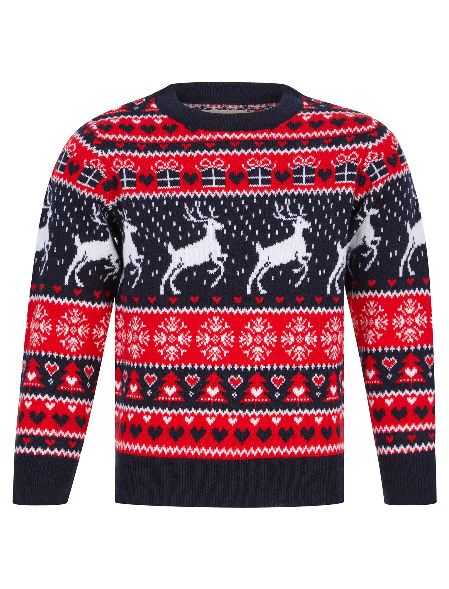 Kids Girls Christmas Jumper Snow Reindeer Nordic Fairisle Xmas Sweater ...