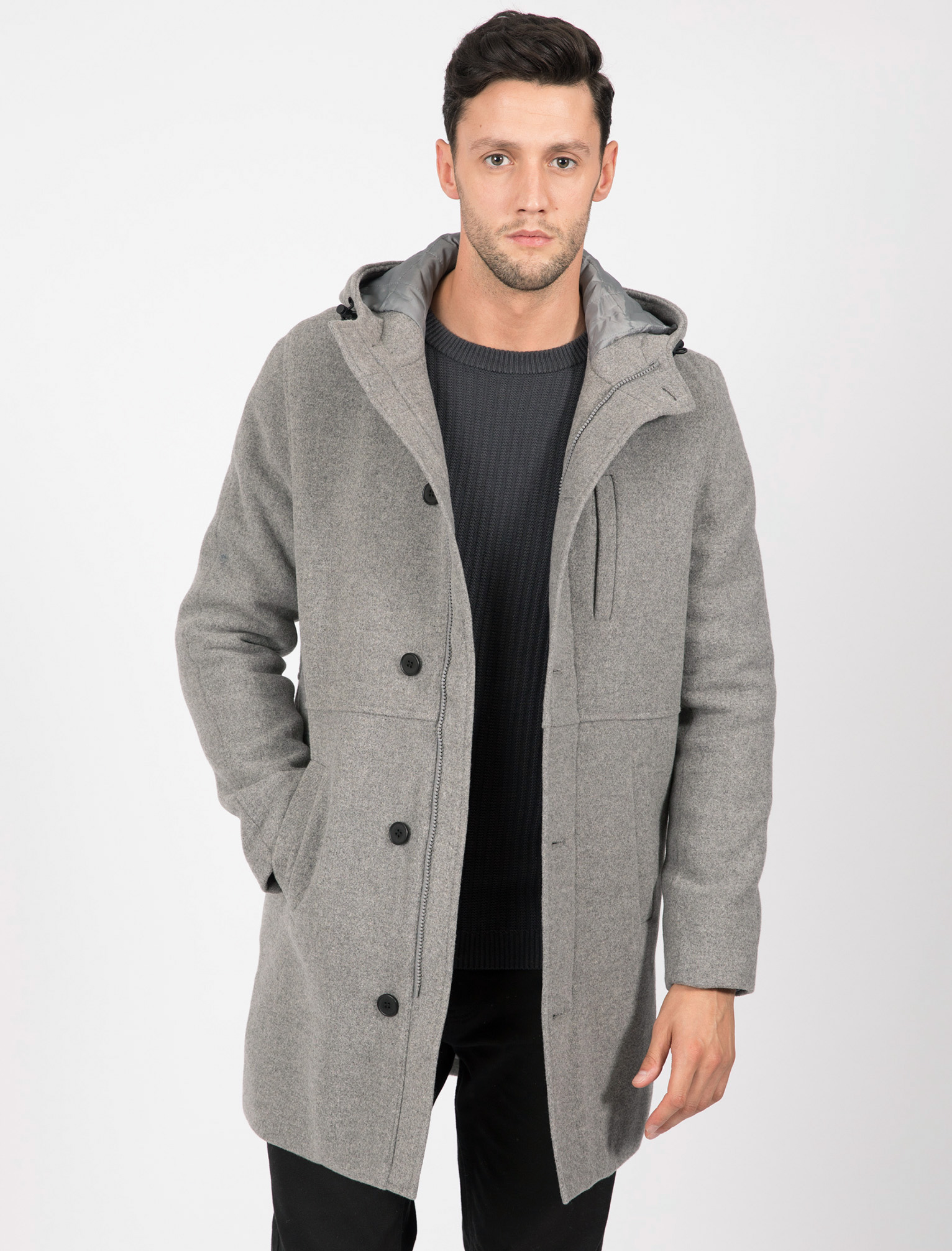 Tokyo Laundry Romano Wool Blend Winter Duffle Coat with Hood Size S M L ...