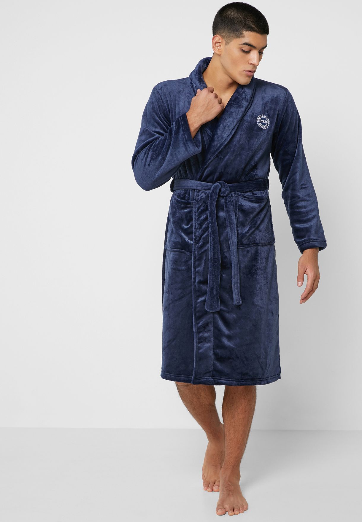 Tokyo Laundry Men's Dressing Gown Soft Luxury Fleece Tie Waist Bath Robe Thick