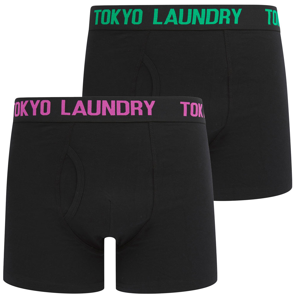 Tokyo Laundry Boxer Shorts Men's 2 Pack Black Stretch Cotton Underwear Boxers - Picture 7 of 16
