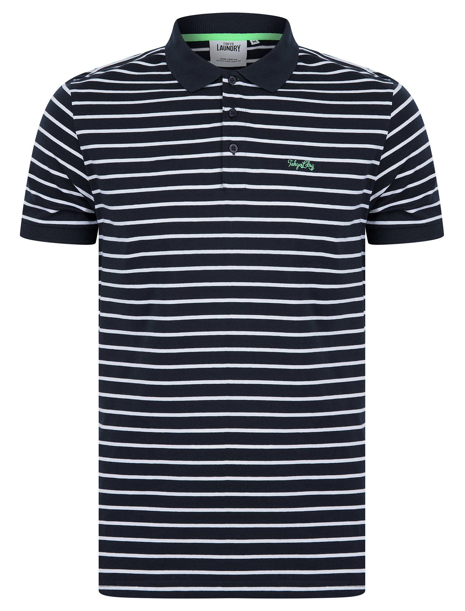 Tokyo Laundry Polo Shirt Men's Striped Jersey Cotton Summer Casual T-Shirt Top