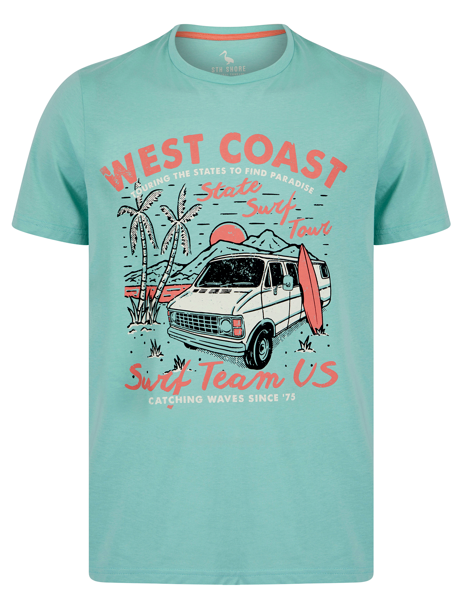 Men's Cotton T-Shirt Vintage Retro Printed Surf Beach Summer Holiday Tee Top - Picture 65 of 100