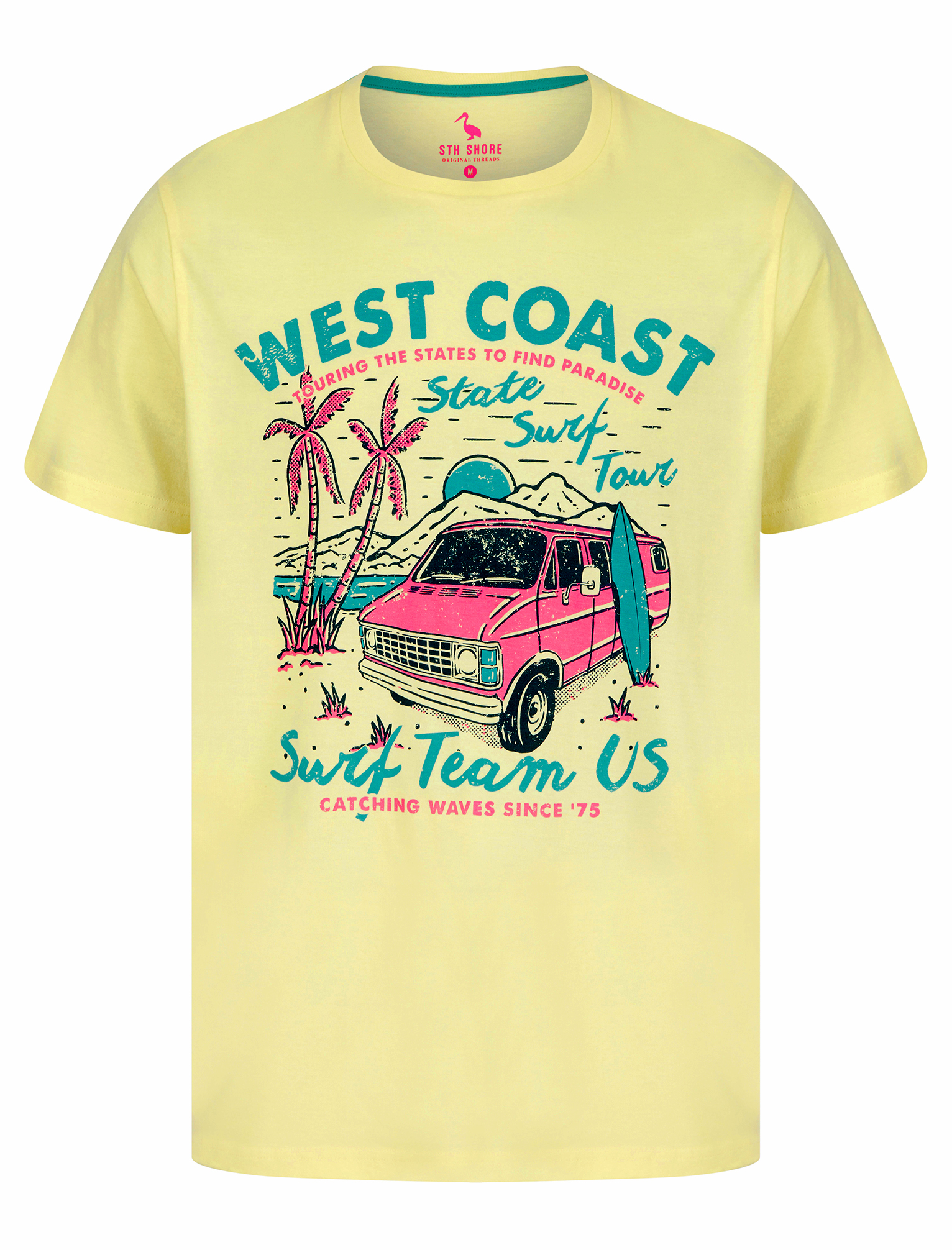 Men's Cotton T-Shirt Vintage Retro Printed Surf Beach Summer Holiday Tee Top - Picture 71 of 100