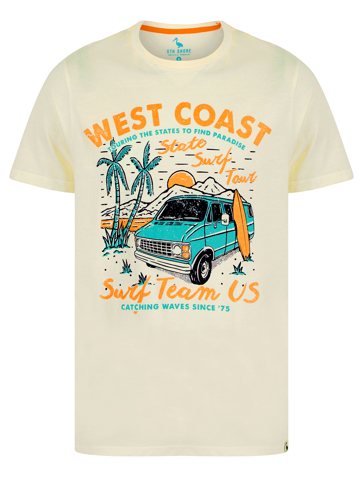 Men's Cotton T-Shirt Vintage Retro Printed Surf Beach Summer Holiday Tee Top - Picture 68 of 100