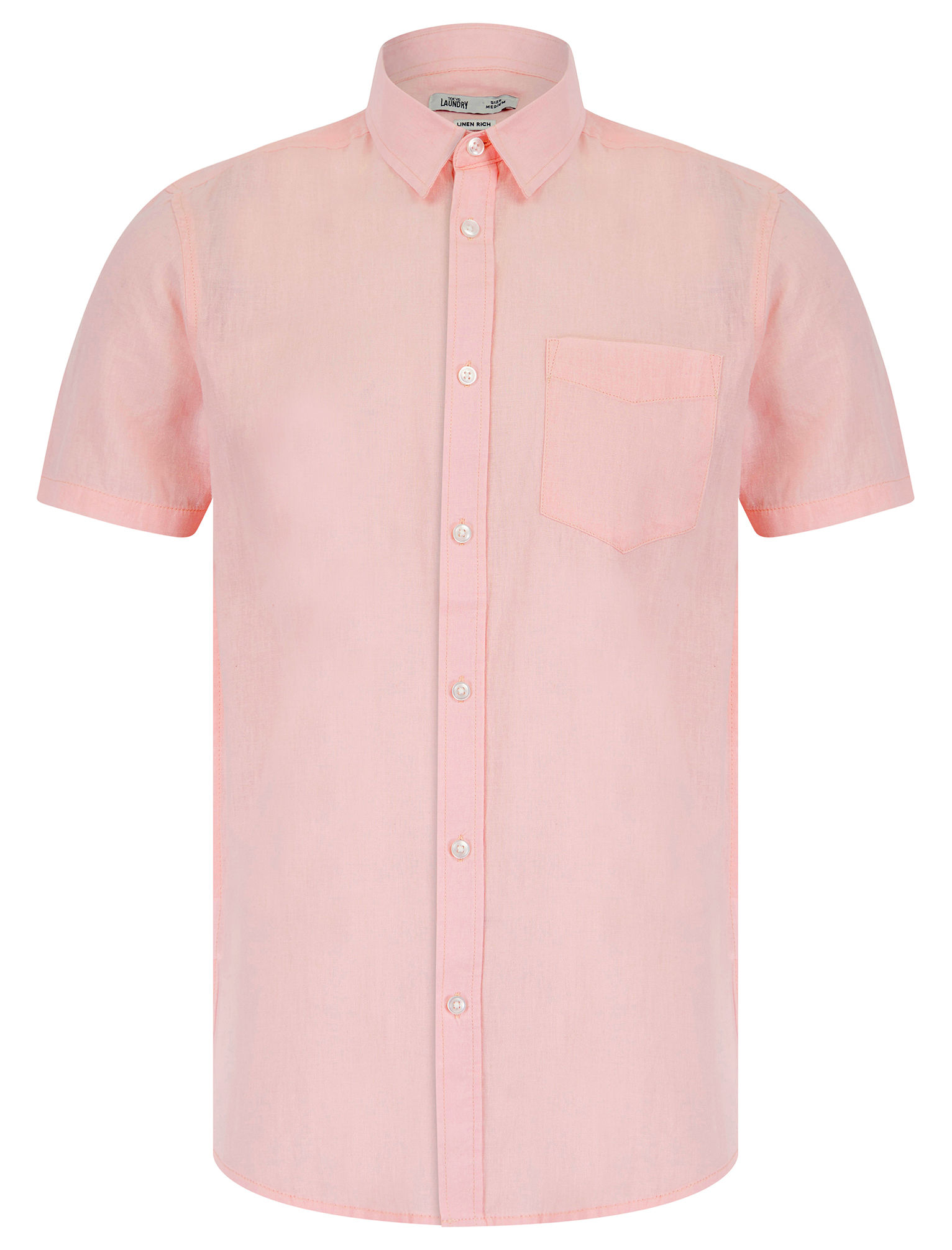 Camisa de lino informal de algodón de manga corta de algodón de Tokio con bolsillo - Imagen 8 de 22