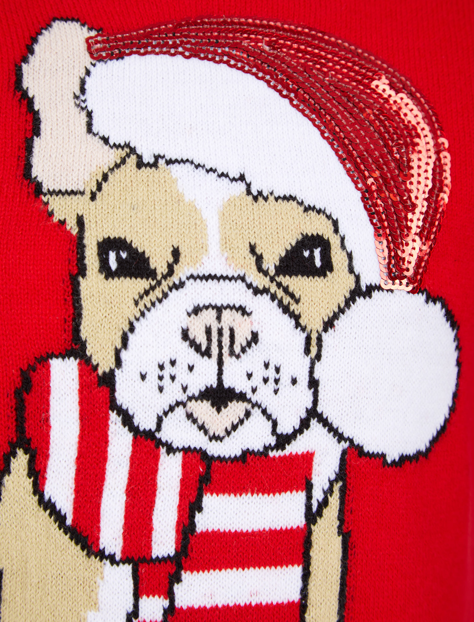 Kids Girls Christmas Jumper Santa Dog Novelty Sequinned Xmas Sweater Pullover - Picture 4 of 7