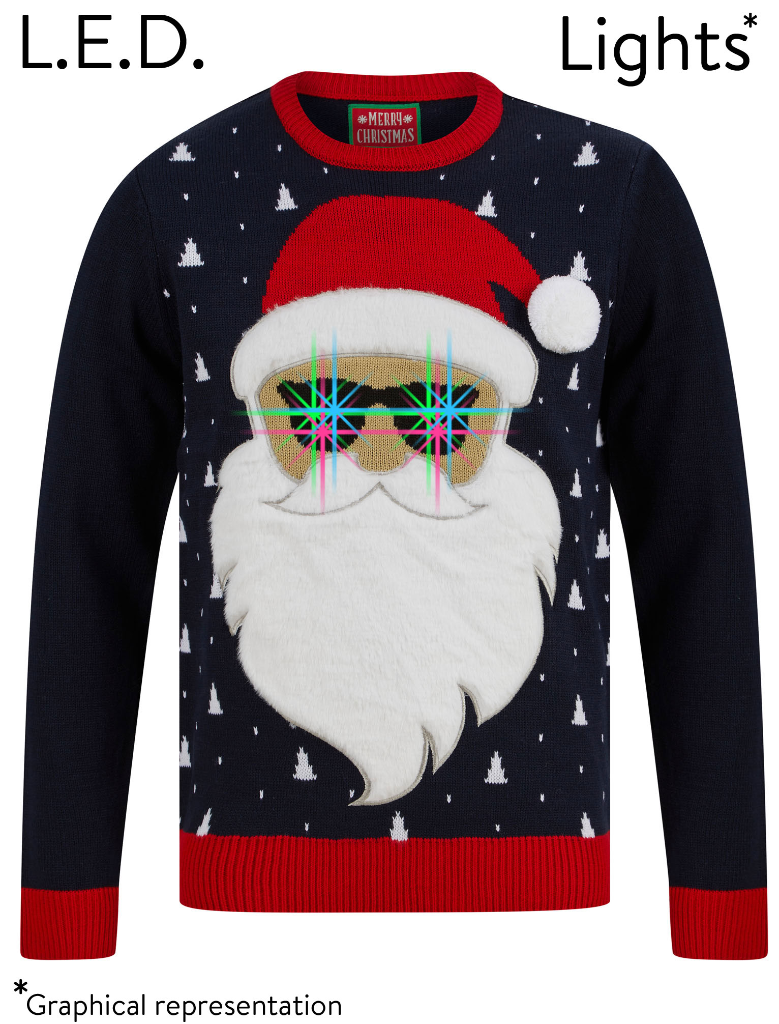 Christmas Jumper Ladies Mens Xmas Novelty Flashing Light Sweater Festive Santa 