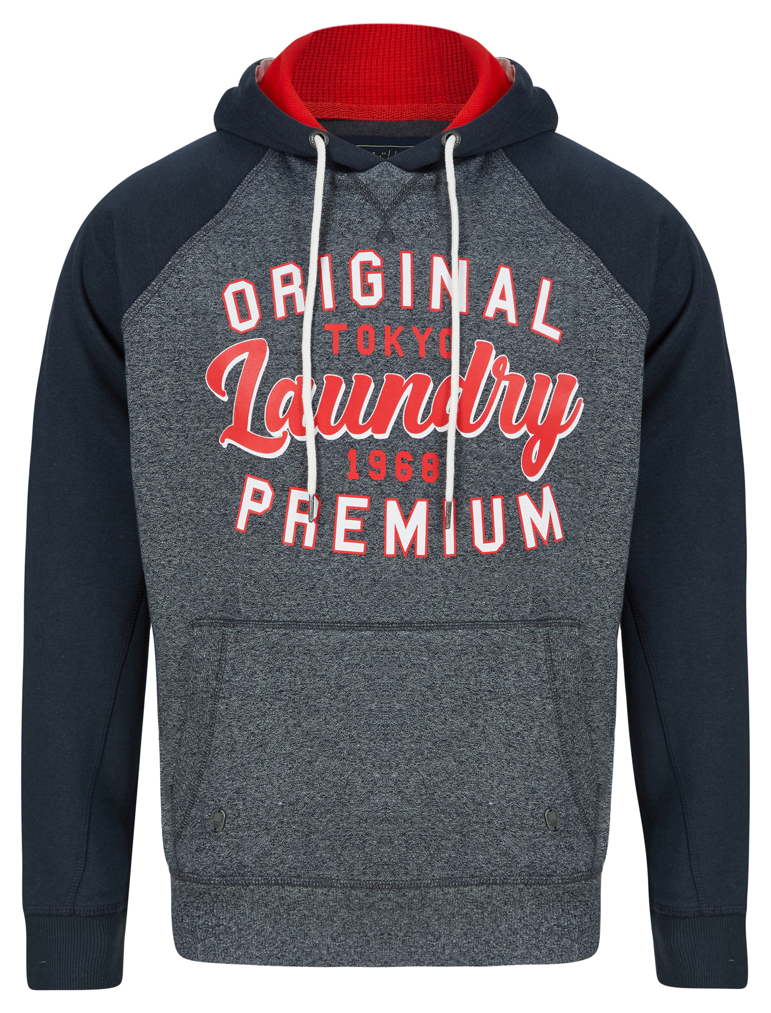 Tokyo Laundry Men's Hoodie Raglan Sleeve Pullover Hooded Top Sweater Hoody Retro - Picture 2 of 7