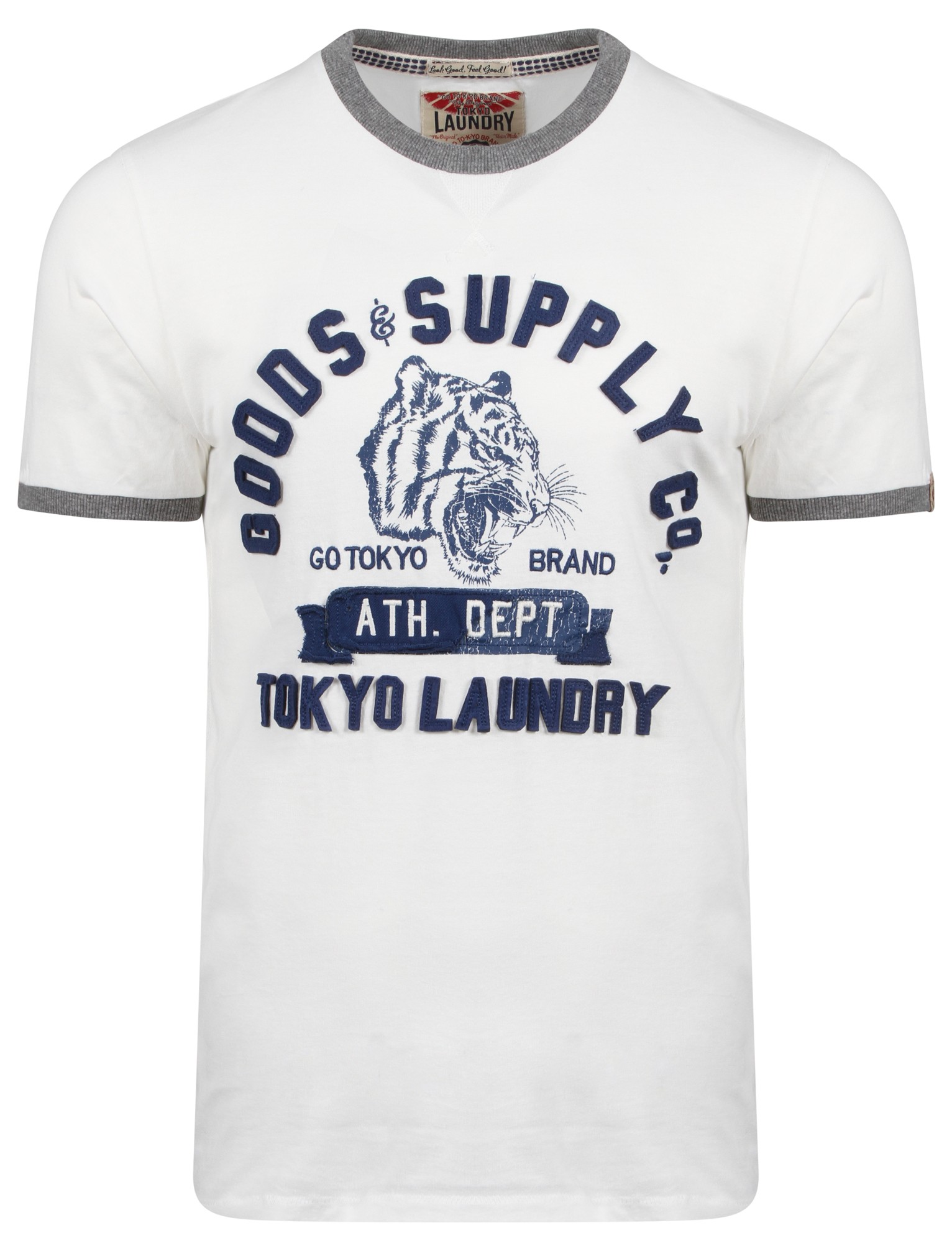 New Mens Tokyo Laundry Tiger Lake Applique Short Sleeved T-Shirt Top ...