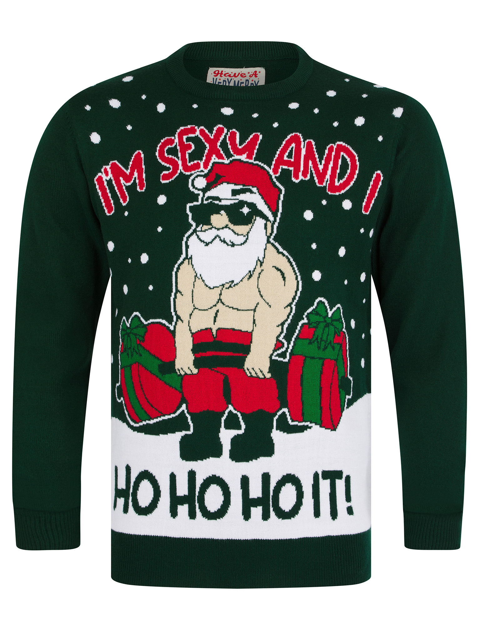 Maglione Natalizio Uomo Lavorato A Maglia Con Renna – 'To The Pub' – Blu Navy/Rosso/Nero, Taglie S-2XL