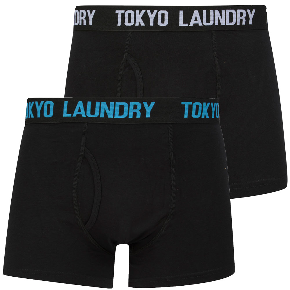 Tokyo Laundry Boxer Shorts Men's 2 Pack Black Stretch Cotton Underwear Boxers - Picture 9 of 22
