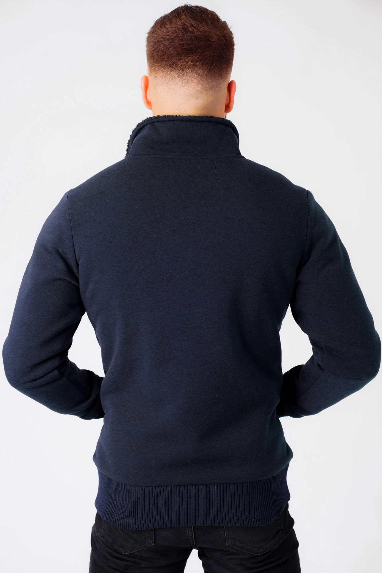 Dissident Men's Fleece Top Zip Up Funnel Neck Borg Lined Sweater Jacket ...
