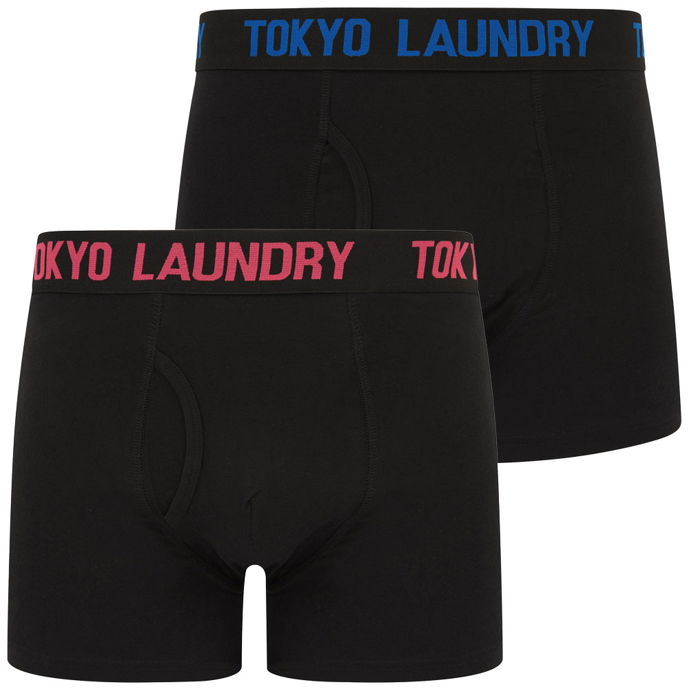 Tokyo Laundry Boxer Shorts Men's 2 Pack Stretch Cotton Boxers Black Underwear - Picture 12 of 16