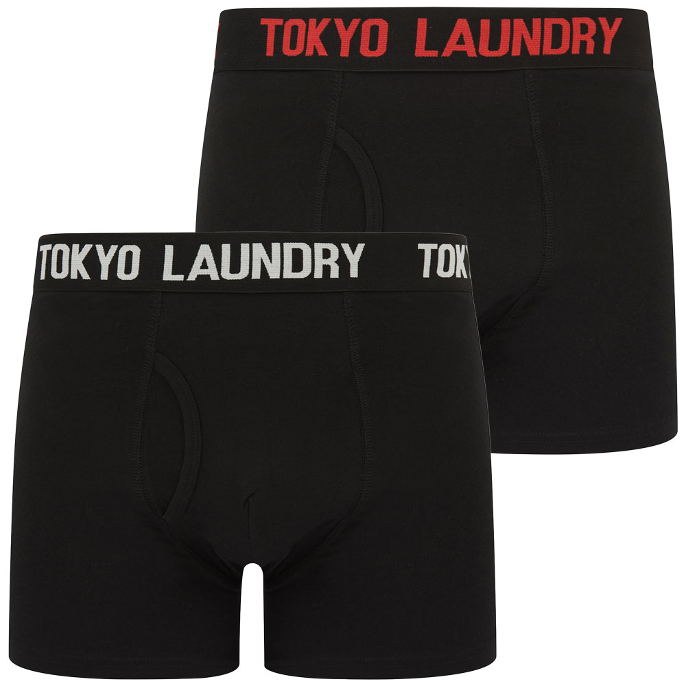 Tokyo Laundry Boxer Shorts Men's 2 Pack Stretch Cotton Boxers Black Underwear - Picture 7 of 16