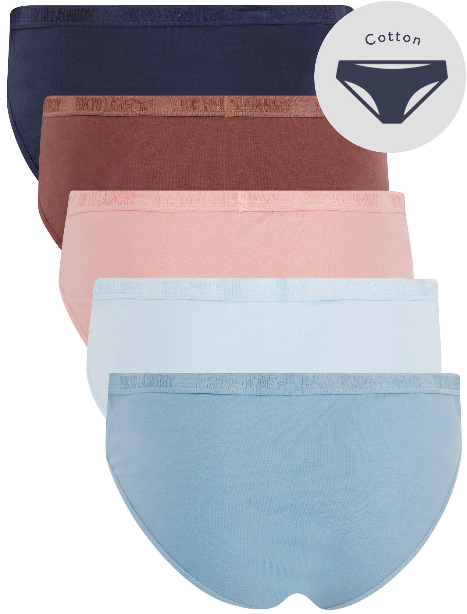Tokyo Laundry Women's Underwear 5 Pack Briefs Knickers Pants Elasticated  Waist