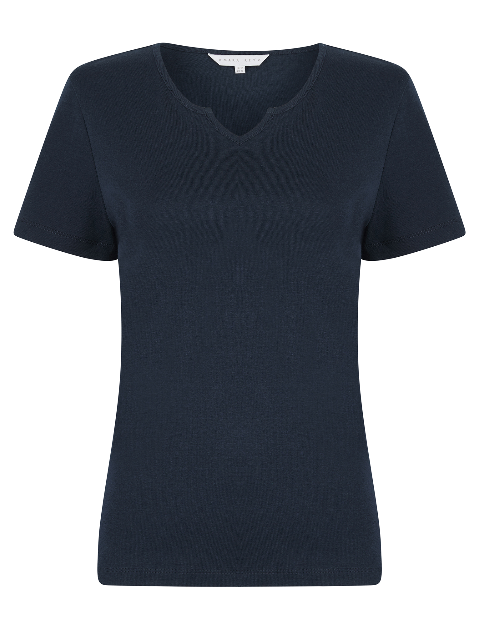 Women's T-Shirt Notch Neck 100% Cotton Plain Tee Top V-Neck Pink Blue Green Navy